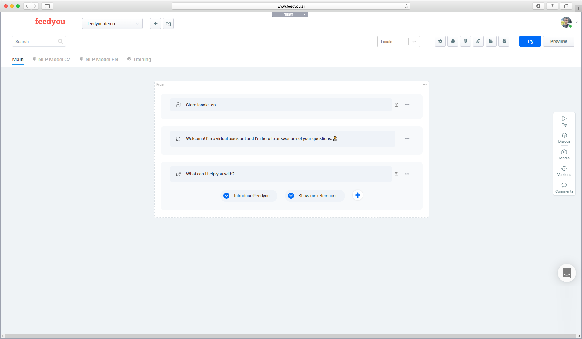 screenshot of Feedyou Platform
